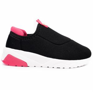 Slip On Infantil Molekinha Detalhe Coração - Preto e Rosa