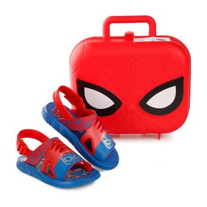 Sandália Infantil Grendene Marvel Hero Case Homem Aranha Azul e Vermelho