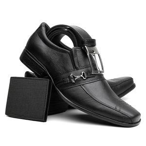 Kit Sapato Social em Couro Master Shoes Calce Facil com Carteira e Cinto