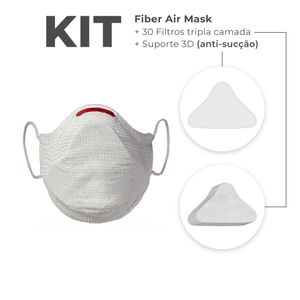 Máscara FIBER Knit AIR + 30 Filtros de Proteção + Suporte - Branco