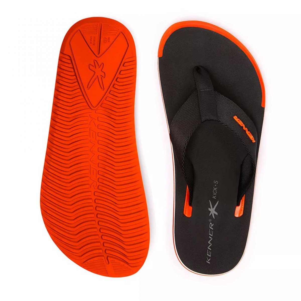 Chinelo kenner preto e hot sale laranja