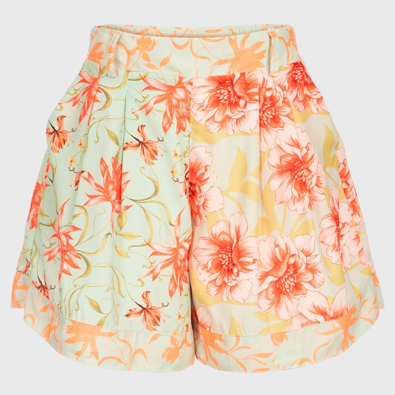 Short florido best sale feminino cintura alta