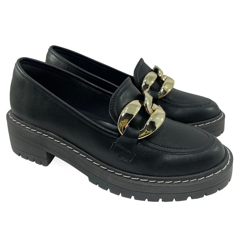 Mocassim Oxford Bebec Metal Feminino Preto Oscar