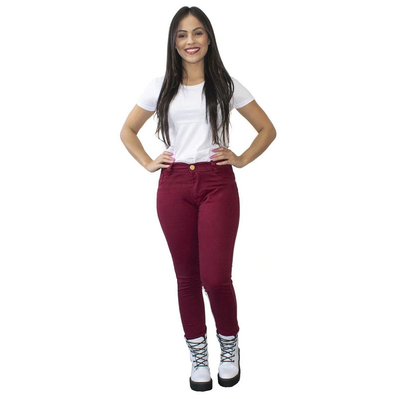 Calça jeans hot sale vinho feminina