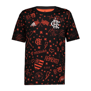 Camiseta Adidas Flamengo Pré Jogo 2022 Preto e Vermelho Masculino