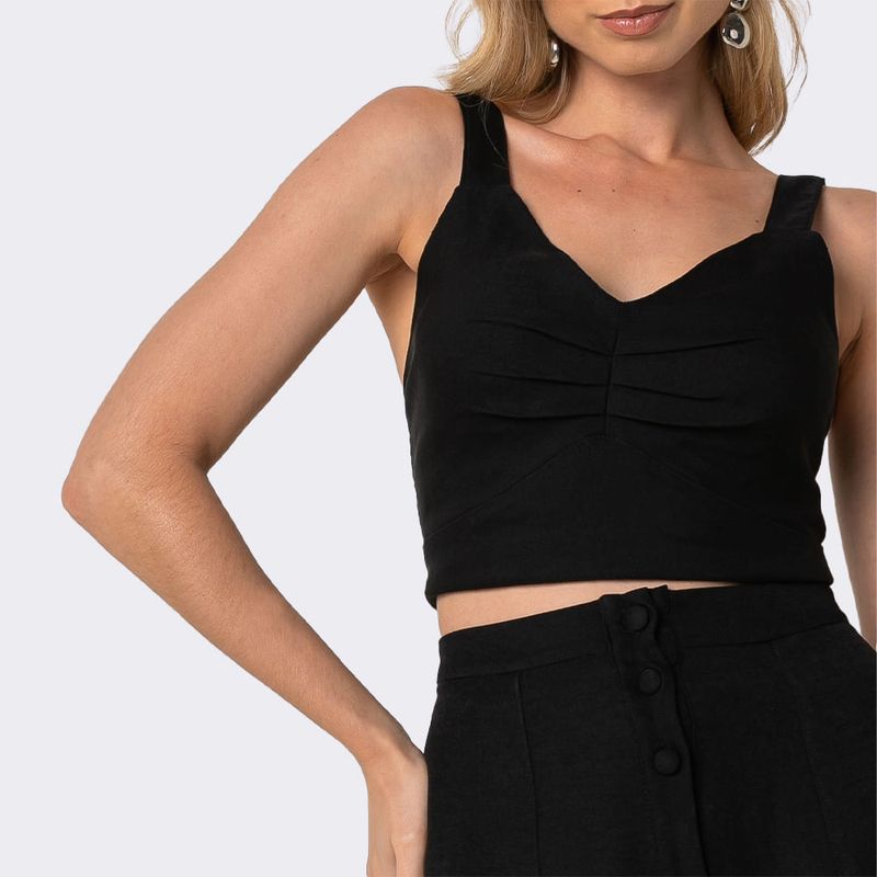 Cropped Girl Curto Malha Preto