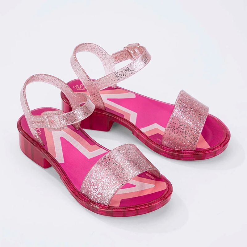 Sandália Infantil para Menina Mar e Cor Rosa com Glitter