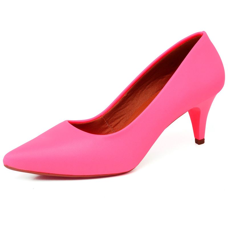 Scarpin neon sales salto baixo