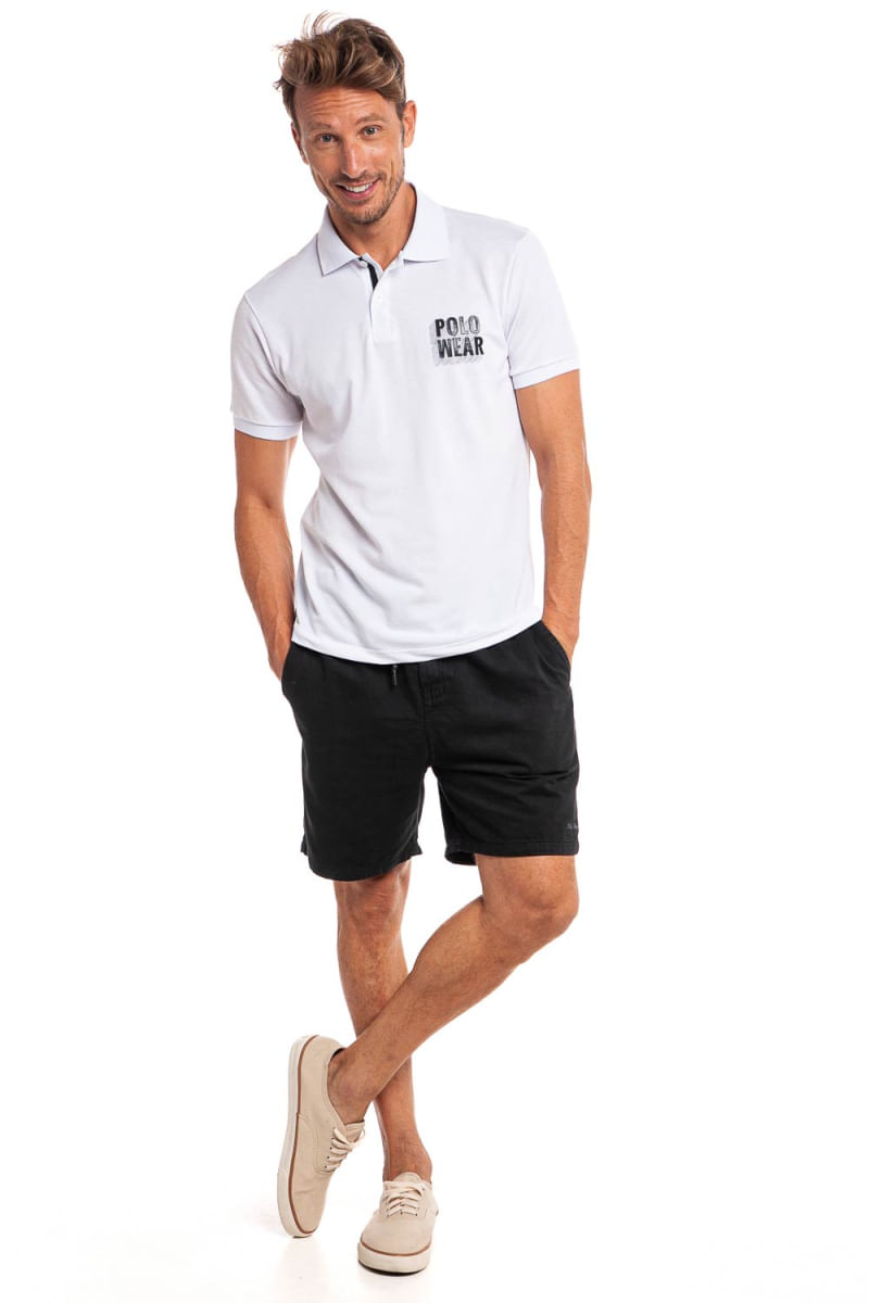 Short Masculino Sarja Premium Robert Color Polo Wear Preto