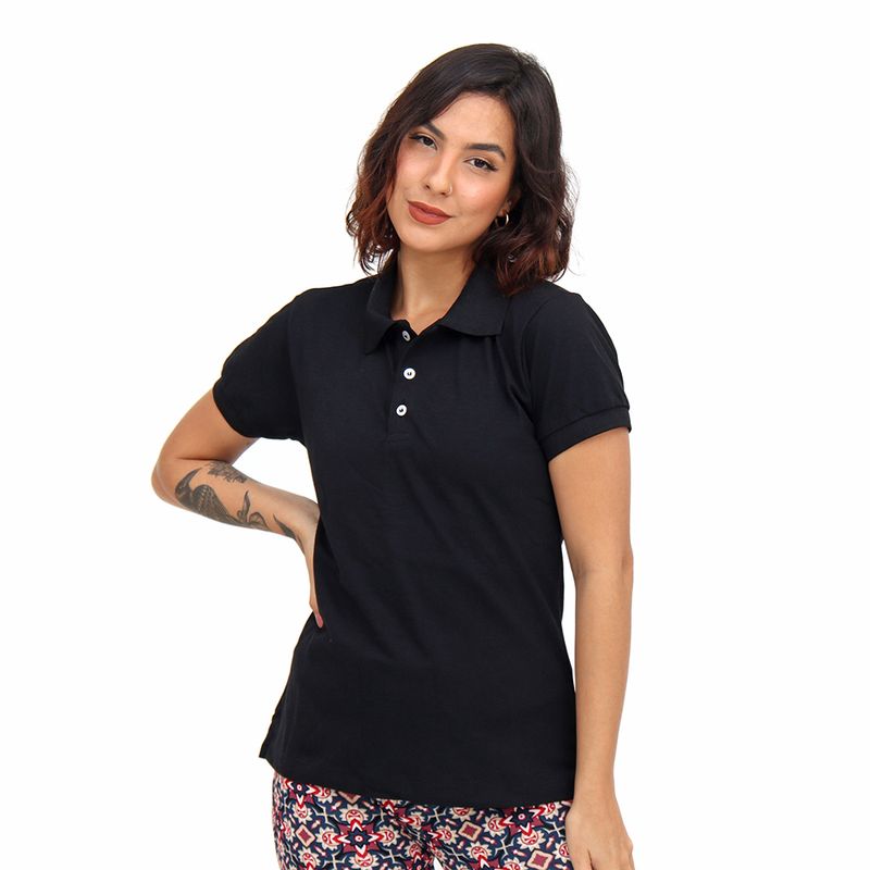 Camisa gola best sale polo feminina preta