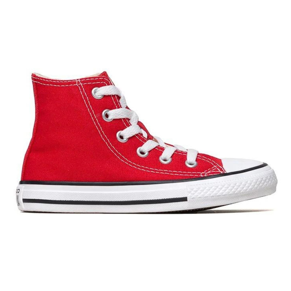 Tênis Converse All Star Chuck Taylor Kids Couro - Branco/ Vermelho/ Marinho