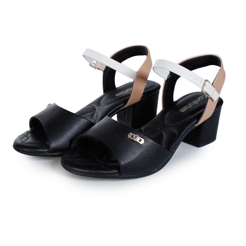 Sapato Salto Carretel Comfortflex Feminino 2354331 - Preto