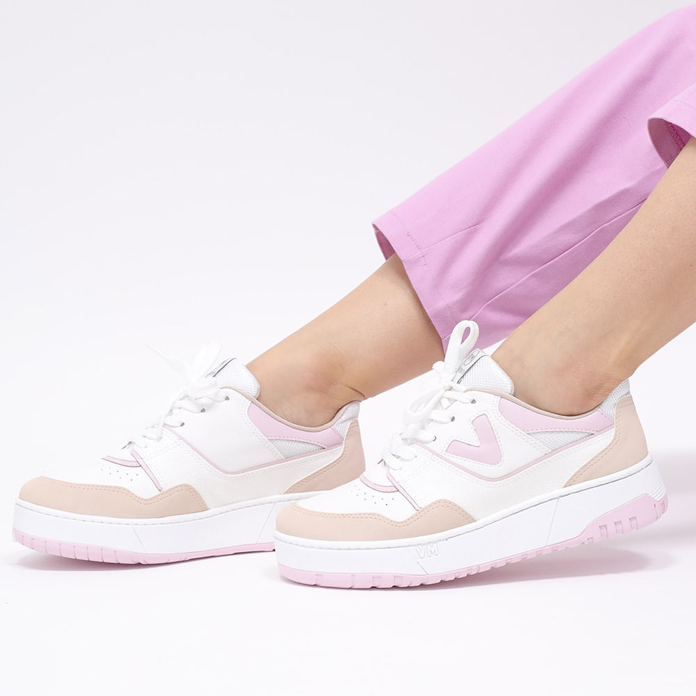 Tênis Feminino Casual Week Shoes Branco e Pink - Conforto e Estilo