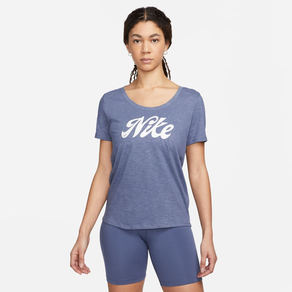 Camiseta Esportiva Nike Dri-FIT Azul Feminina