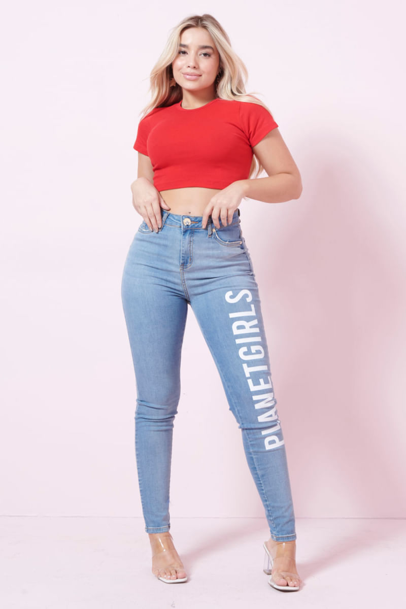 Cropped Feminino Jeans Botões Frontais Planet Girls - Planet Girls